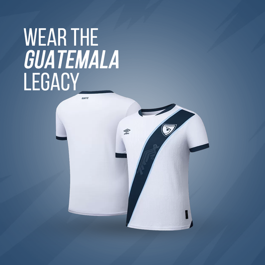 Guatemala home soccer jersey with sky-blue diagonal sash