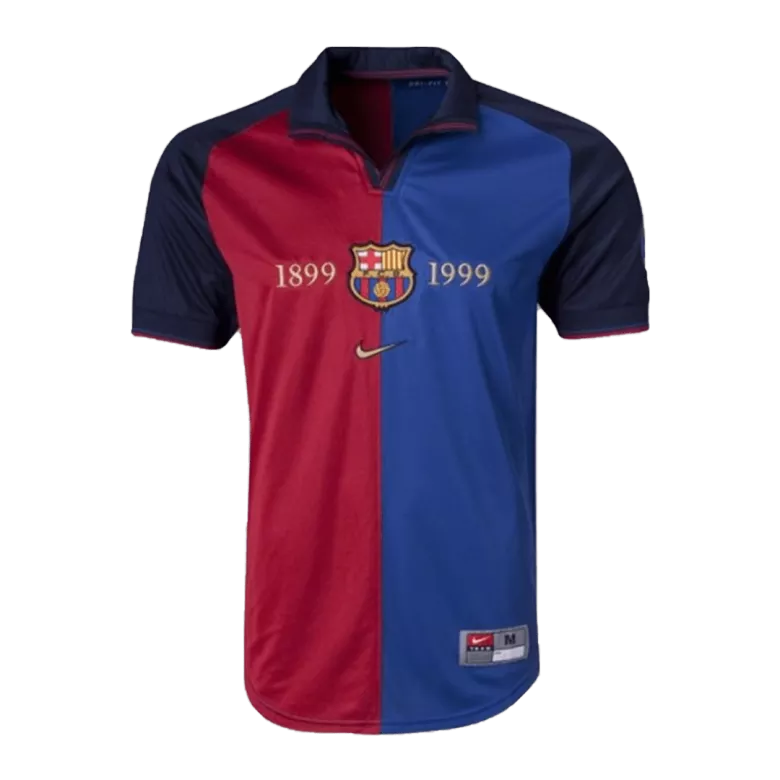 Barcelona Retro Custom Home Soccer Jersey 100 Years Anniversary 1999 0 zavikits