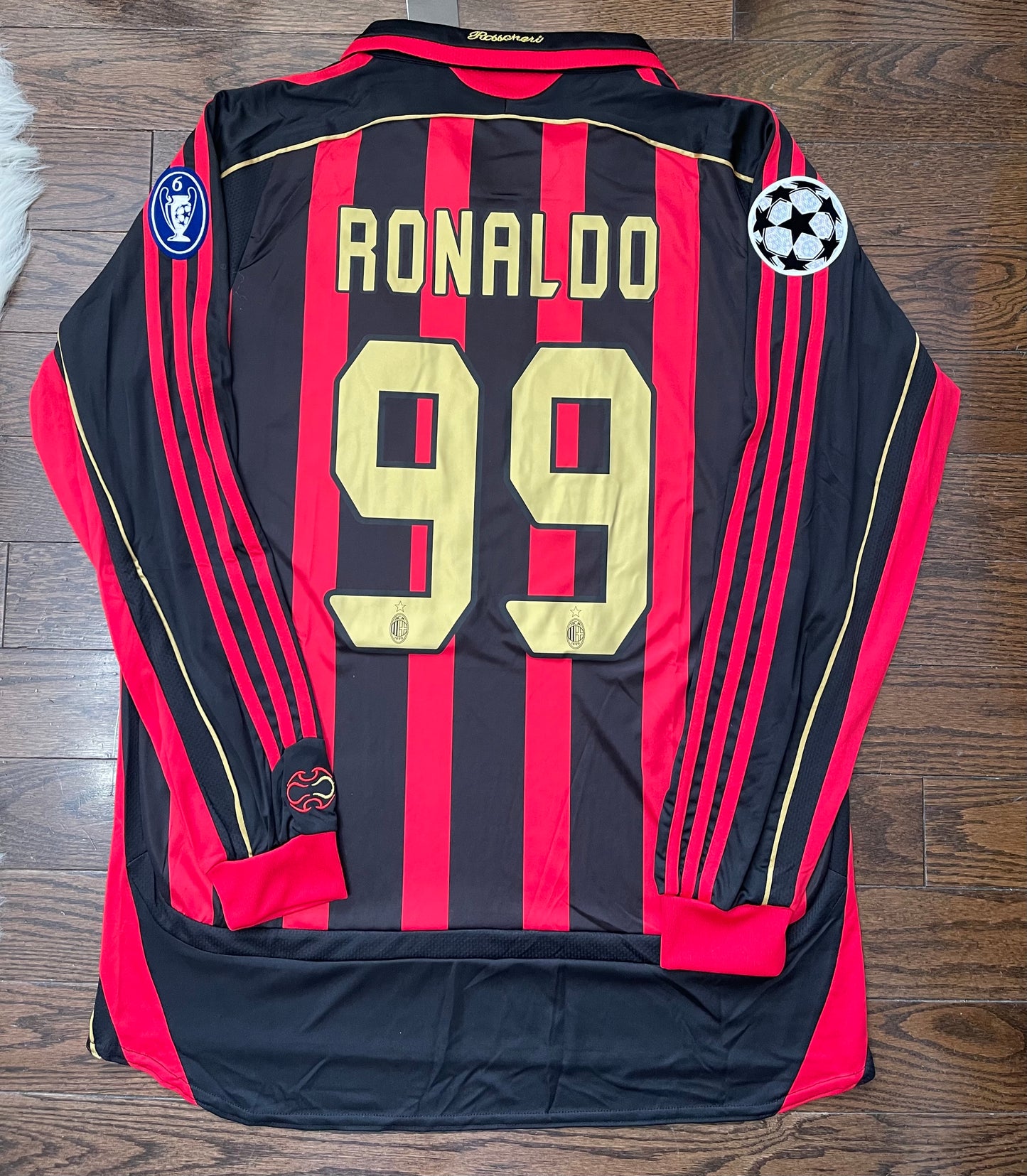 Ronaldo AC Milan Retro Home Soccer Jersey Long Sleeves