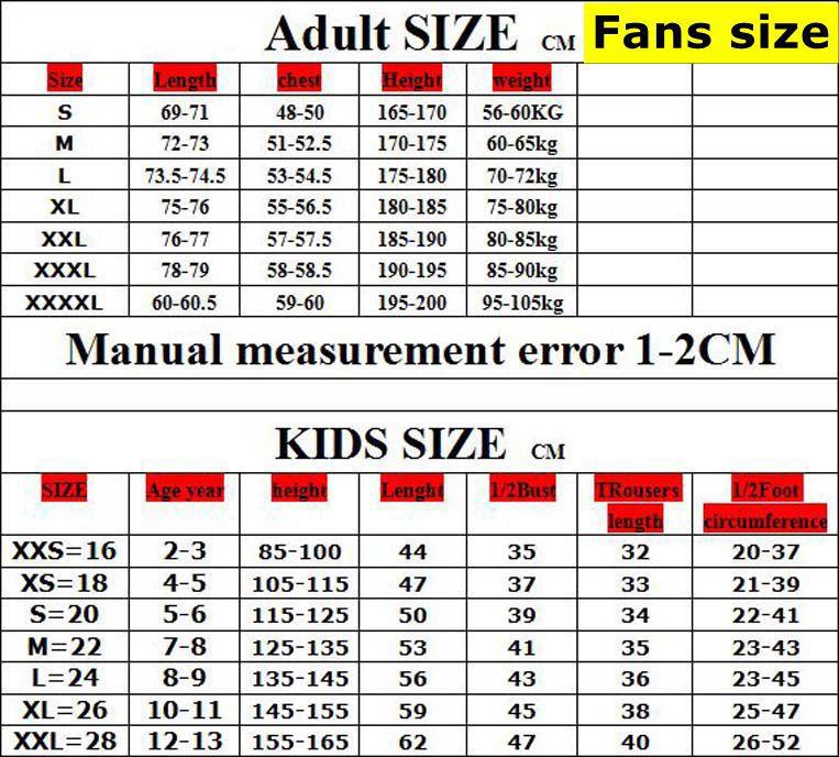 Liverpool FC Kids Home Soccer Jersey Manul Measurement