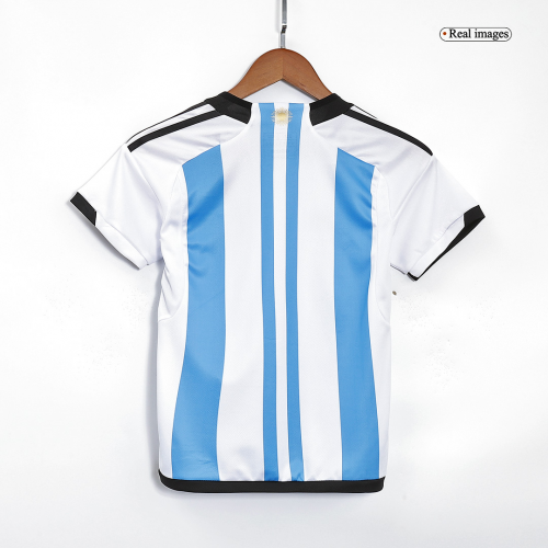 Argentina Kids Three Stars Home Soccer Jersey