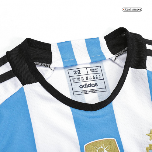 Argentina Kids Three Stars Home Soccer Jersey