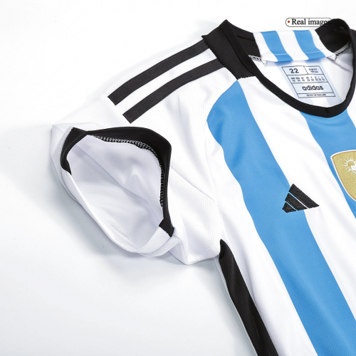 Argentina Kids Three Stars Home Soccer Jersey