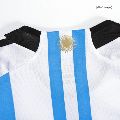 Argentina Kids Three Stars Home Soccer Jersey