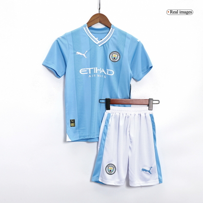 Manchester City Kids Home Soccer Jersey Kit 