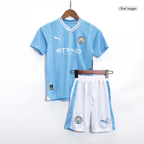 Manchester City Kids Home Soccer Jersey Kit 