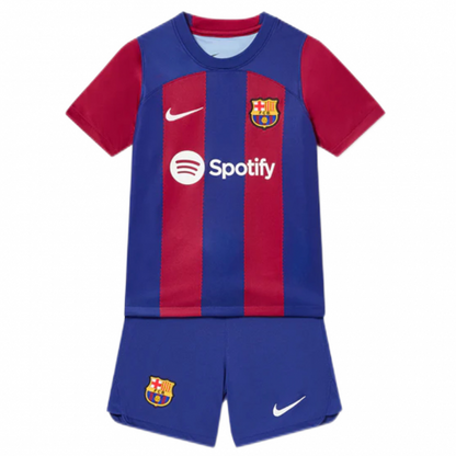 Barcelona Kids Home Soccer Jersey Kit