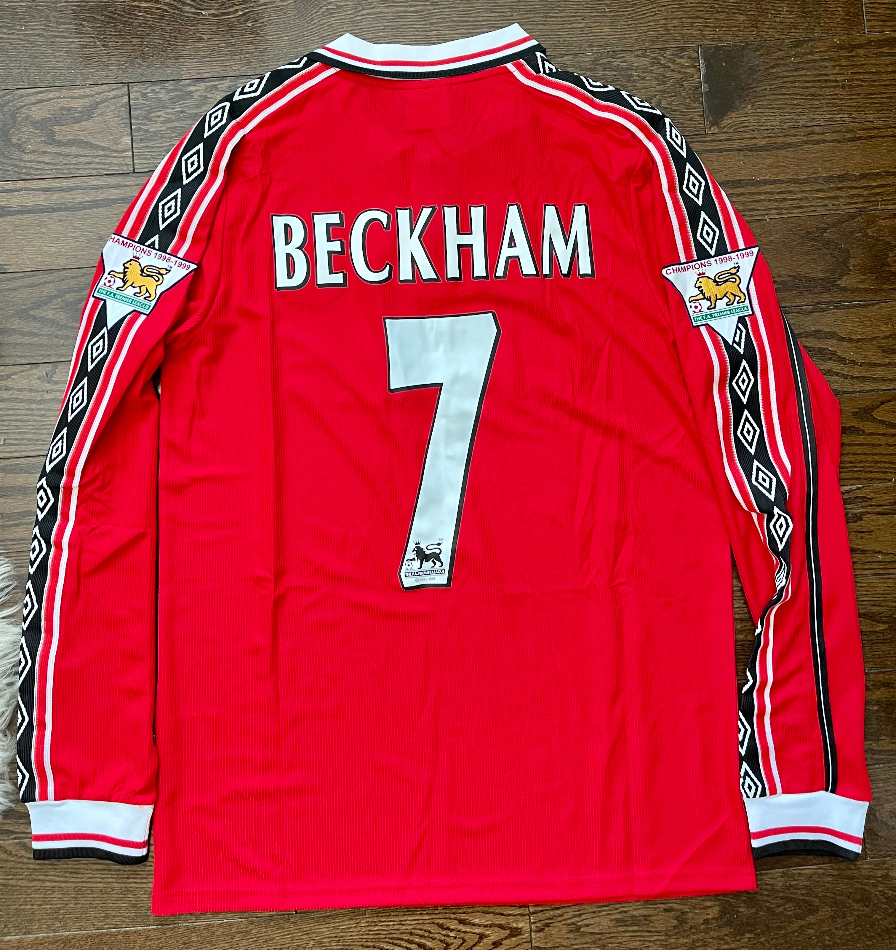 David Beckham Manchester United Retro Home Soccer Jersey Long Sleeves 1998/00