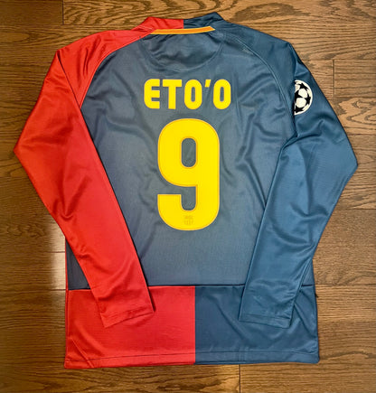 Eto’o Barcelona Retro Long Sleeves Home Soccer Jersey