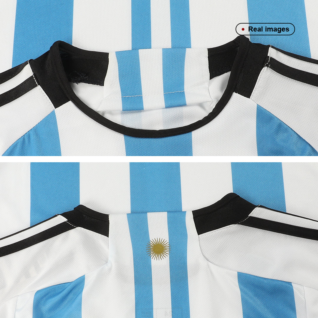 Argentina Kids Three Stars Home Soccer Jersey