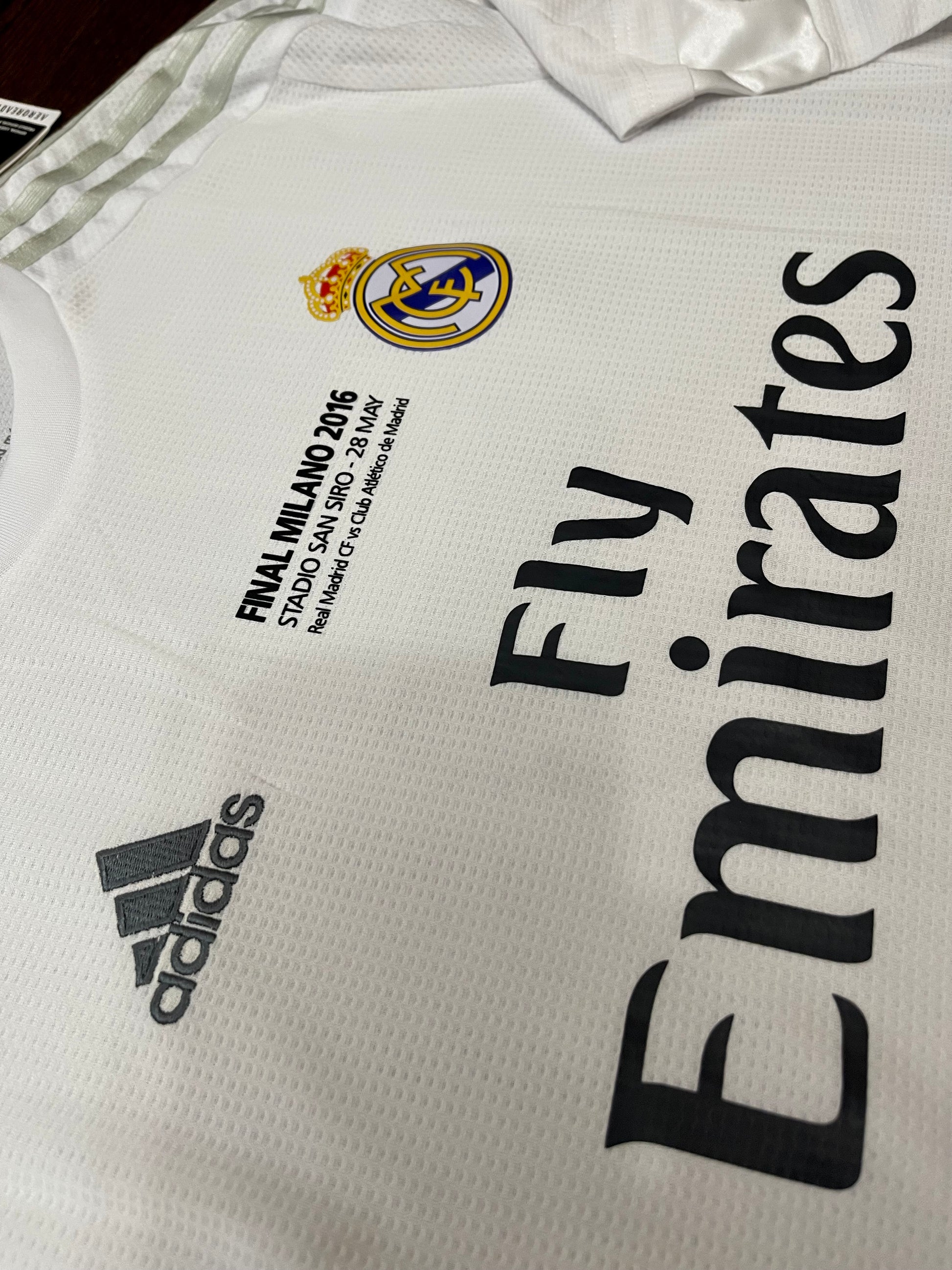 Cristiano Ronaldo Real Madrid Retro Home Soccer Jersey Long Sleeves Champions League 2015/16 Final