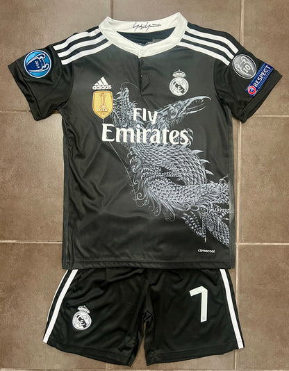 Real Madrid Kids Retro Cristiano Ronaldo Away Dragon Soccer Jersey 2014/15