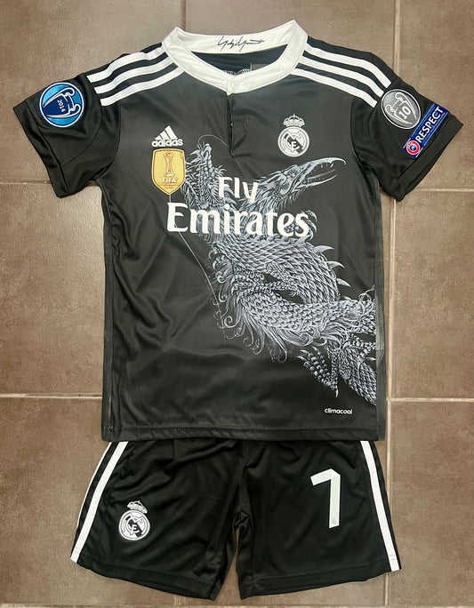Real Madrid Kids Retro Cristiano Ronaldo Away Dragon Soccer Jersey 2014/15