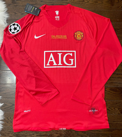 Ronaldo Manchester United Retro Long Sleeves Soccer Jersey Home UCL Final 2008