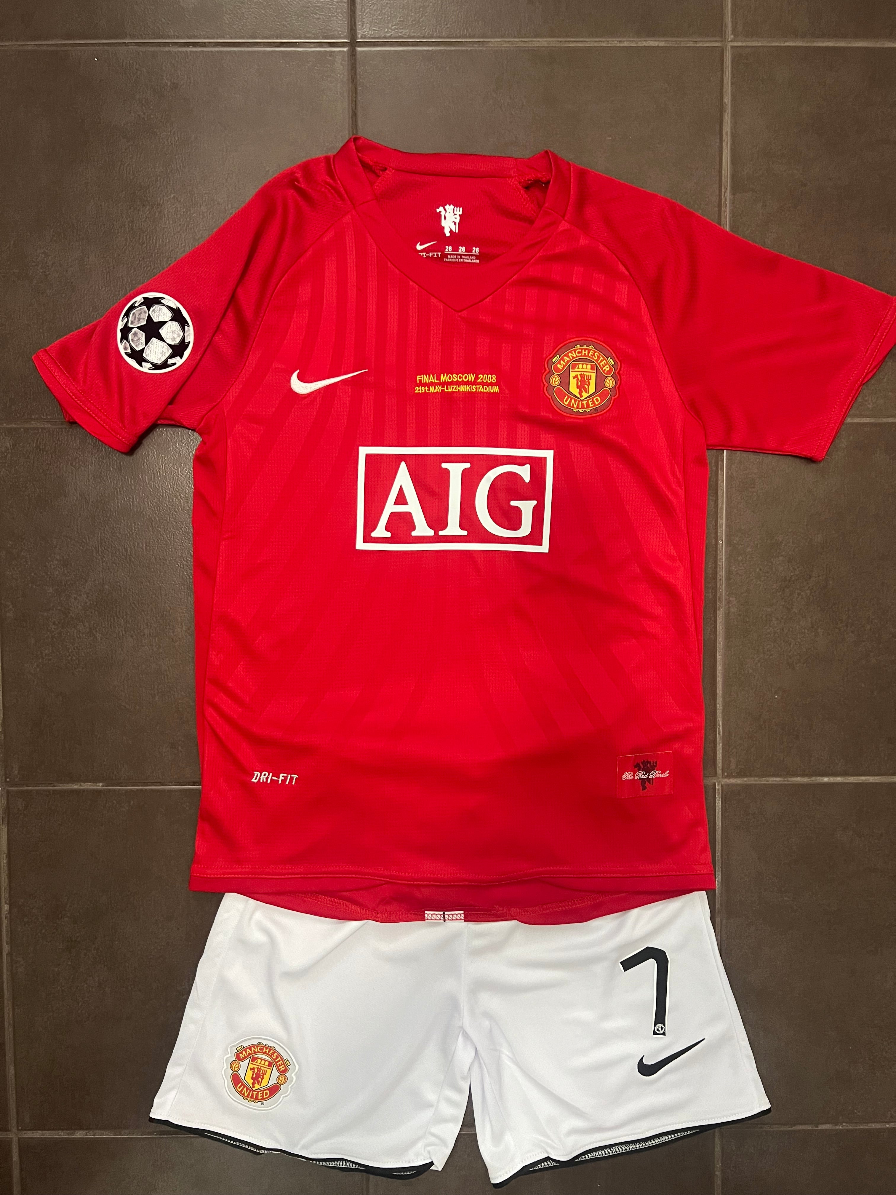 Manchester United Kids Ronaldo UCL Final Soccer Jersey with Shorts 2008