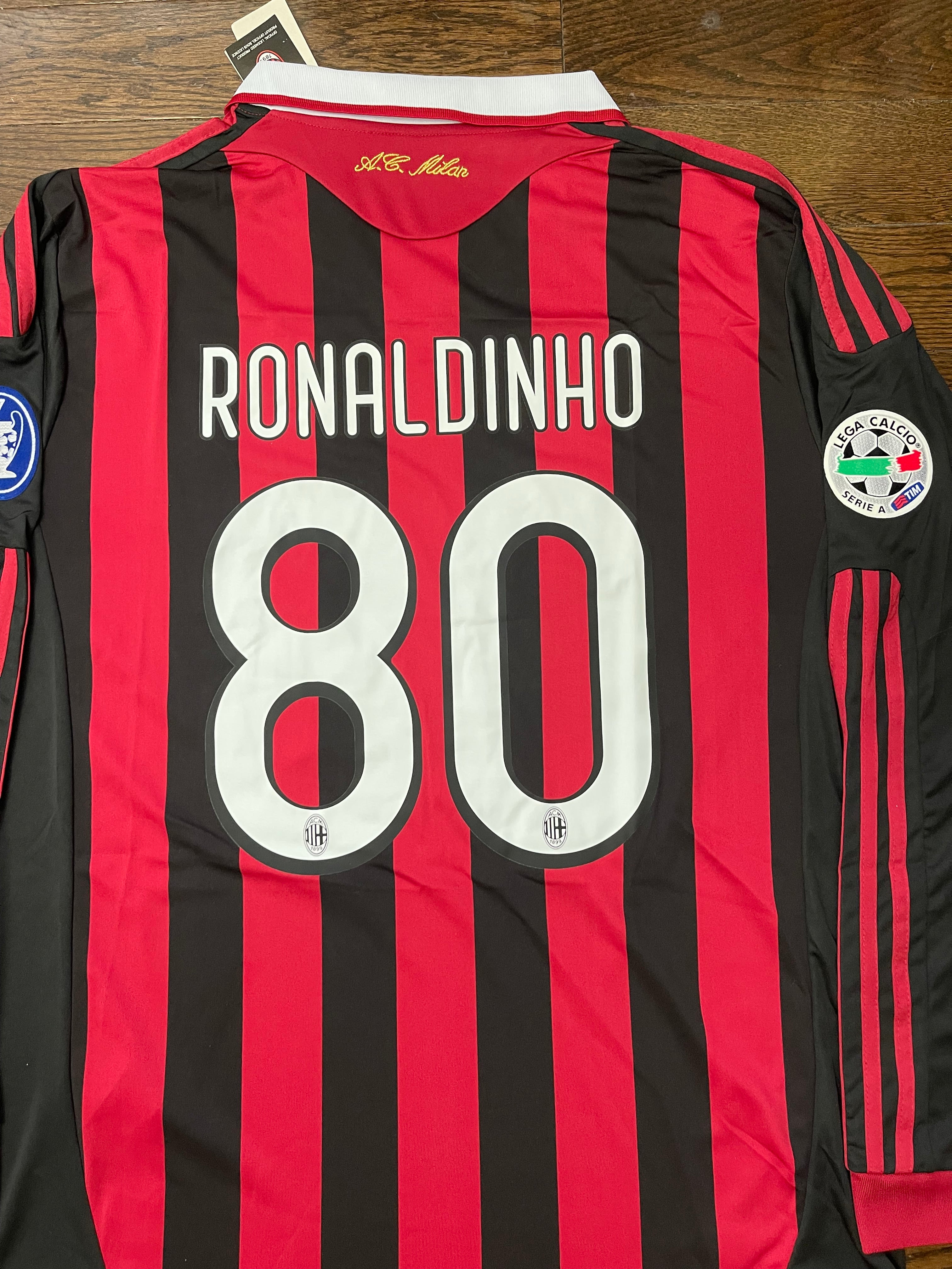 RONALDINHO AC Milan Retro Home Soccer Jersey Long Sleeves