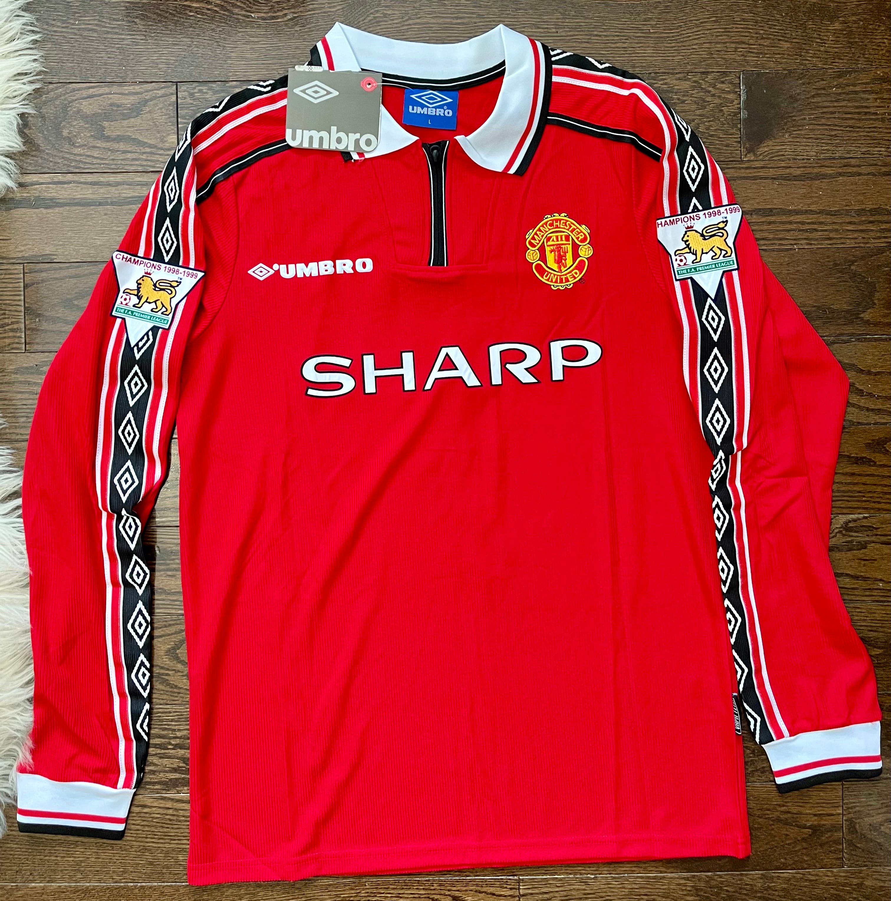 David Beckham Manchester United Retro Home Soccer Jersey Long Sleeves 1998/00