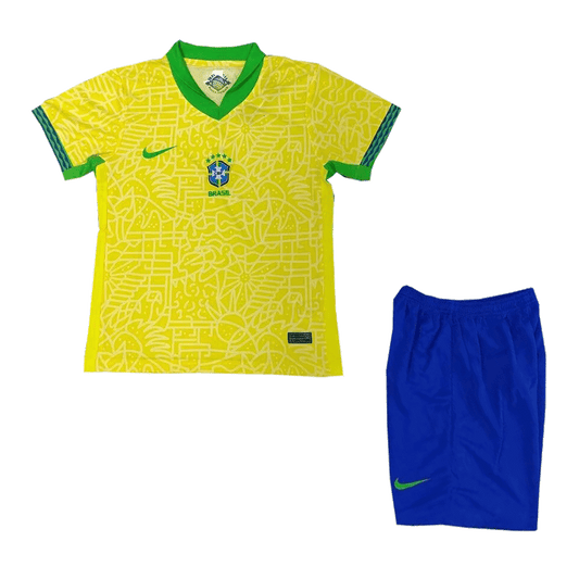 Brazil Kids Home Soccer Jersey Kit