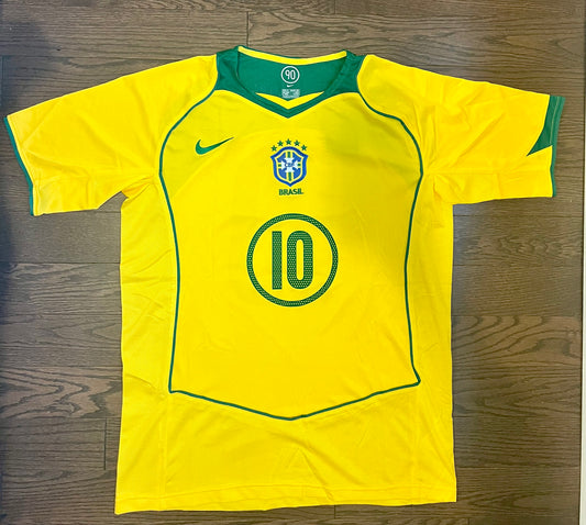 Ronaldinho Brazil Retro Home Soccer Jersey