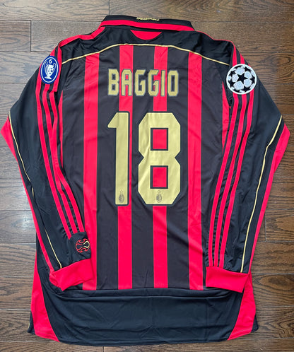 BAGGIO AC Milan Retro Home Soccer Jersey Long Sleeves