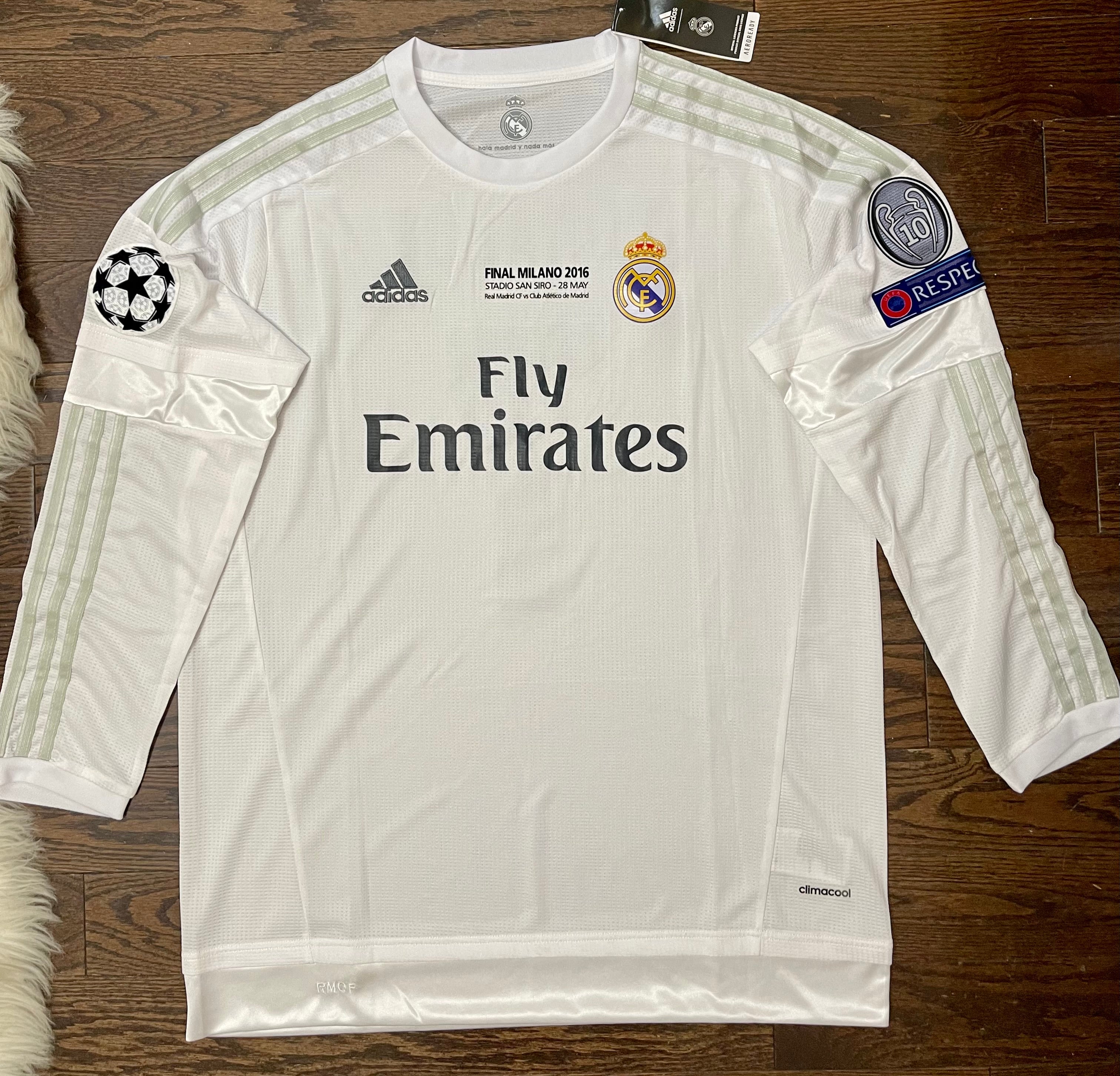 Cristiano Ronaldo Real Madrid Retro Home Soccer Jersey Long Sleeves Champions League 2015/16 Final