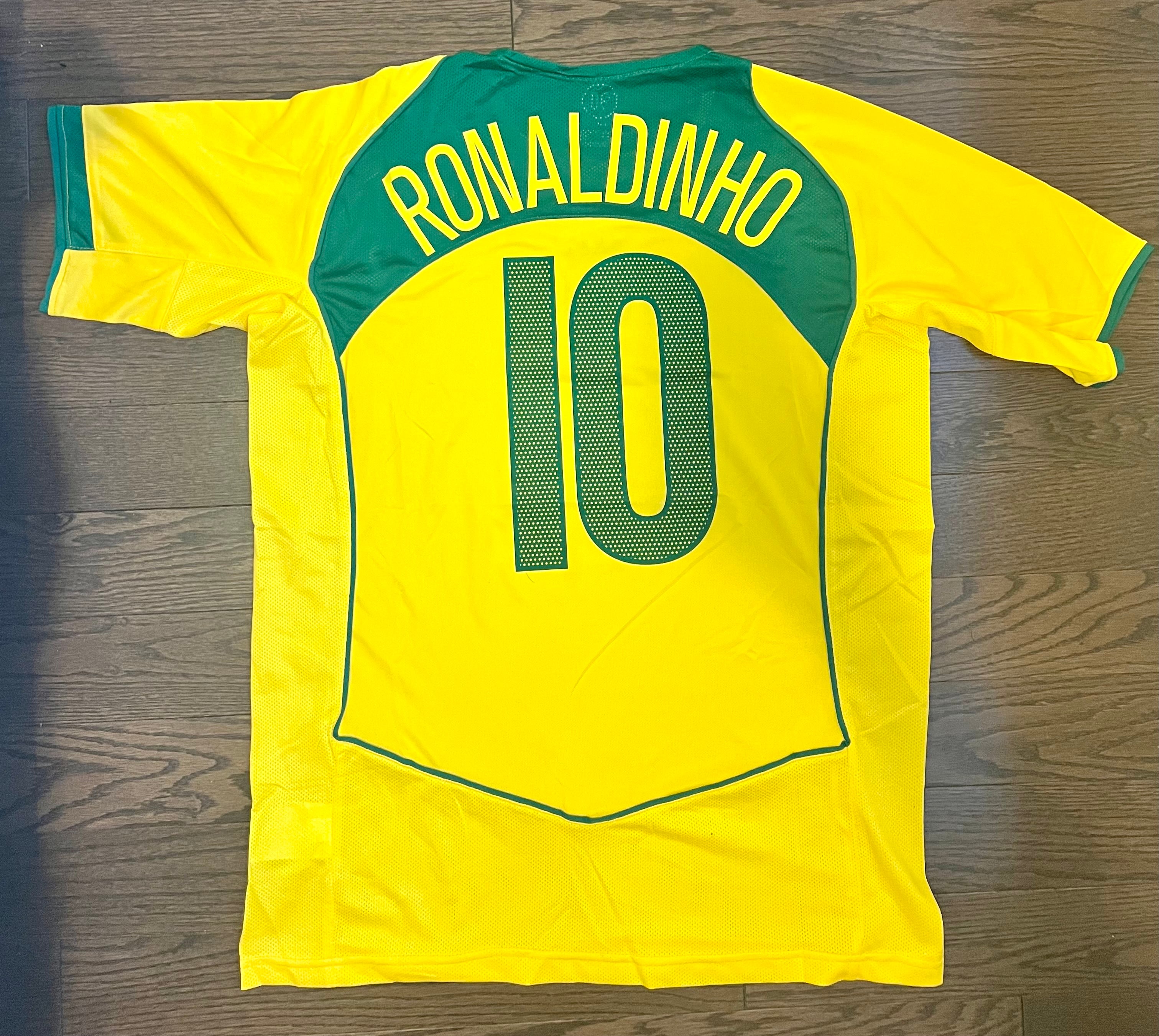 Ronaldinho Brazil Retro Home Soccer Jersey