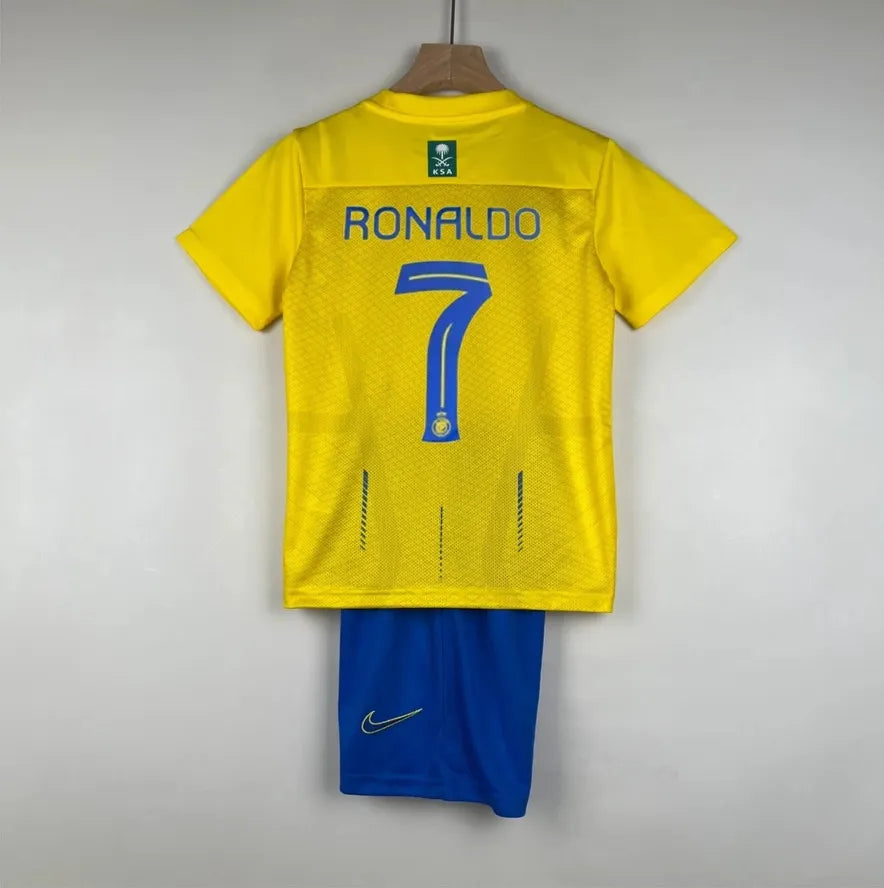 Al Nassr Kids Home Soccer Jersey Kit 