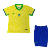 Brazil Kids Home Soccer Jersey Kit (Jersey + Shorts) 2024