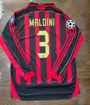 MALDINI AC Milan Retro Home Soccer Jersey Long Sleeves 2006/07 - Image 2