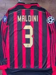 MALDINI AC Milan Retro Home Soccer Jersey Long Sleeves 2006/07 - Image 8
