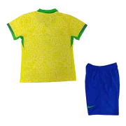 Brazil Kids Home Soccer Jersey Kit (Jersey + Shorts) 2024 - Image 2